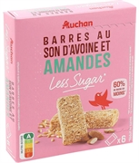AUCHAN BARRES AU SON D'AVOINE ET AMANDES LESS SUGAR AUCHAN BARRES AU SON D'AVOINE ET AMANDES LESS SUGAR