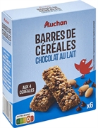 AUCHAN BARRES DE CÉRÉALES CHOCOLAT AU LAIT AUCHAN BARRES DE CÉRÉALES CHOCOLAT AU LAIT