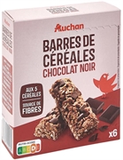 AUCHAN Barres de céréales chocolat noir
